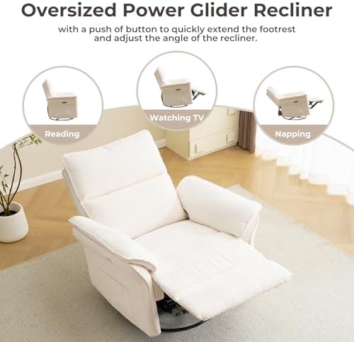 Oversized Power Recliner Chair Swivel Glider - Image 5