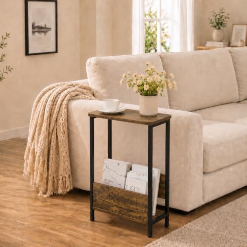 THUMEYE 7.1" Narrow Side Table for Small Spaces, 2 Tier Small End Table - Image 2