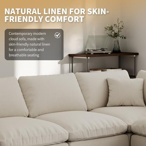 Modern Sectional Linen Couch for Living Room V Shape Sofas, 5 Seat - Image 3