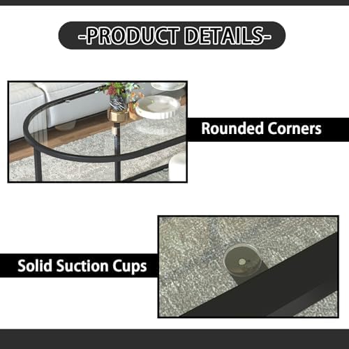 Wolawu Coffee Table Black Glass Coffee Table - Image 4