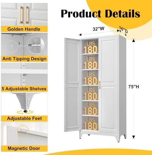 SteeLoong 75”Metal Pantry Storage Cabinet - Image 3