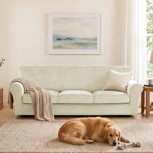 XINEAGE 4-Piece Velvet Oversize Sofa Cover, Couch Covers - Image 4