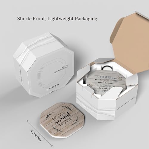 UMIRRO Absorbent Ceramic Stone Coasters Set of 6 - Image 6