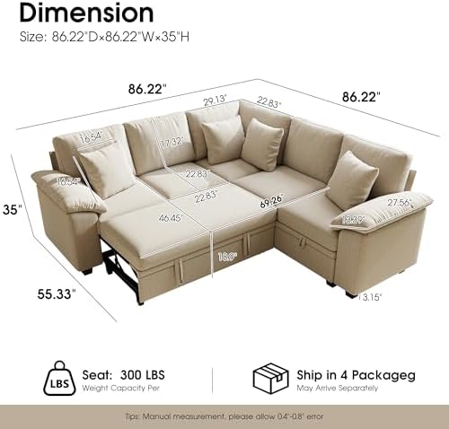 86" Modular Sectional Sleeper Sofa - Image 2