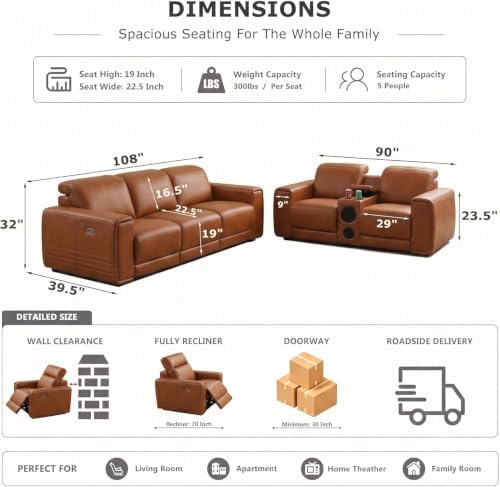 2 Pieces Power Recliner Sofa Set - Image 2