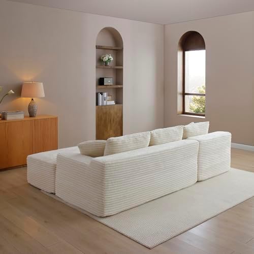 105-Inch L-Shaped Left Facing Corner Compressed Sofa Modular Sectional Boneless - Image 5