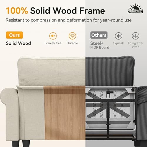 SUNSHINE VALLEY 73.2" Modular Loveseat Cloud Couch Rolled Arms & Deep Seats - Image 7