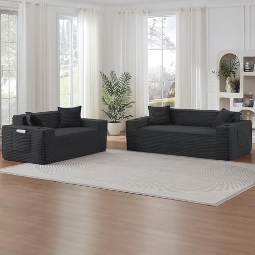 2 Piece Set Comfy Boneless Sofa Couch by Easilive