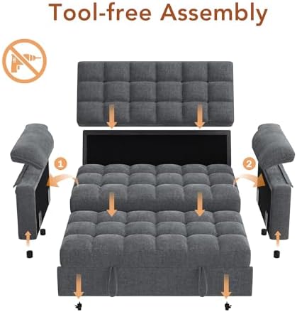 Vipbear Chenille Sleeper Sofa Bed, Guest Room - Image 4