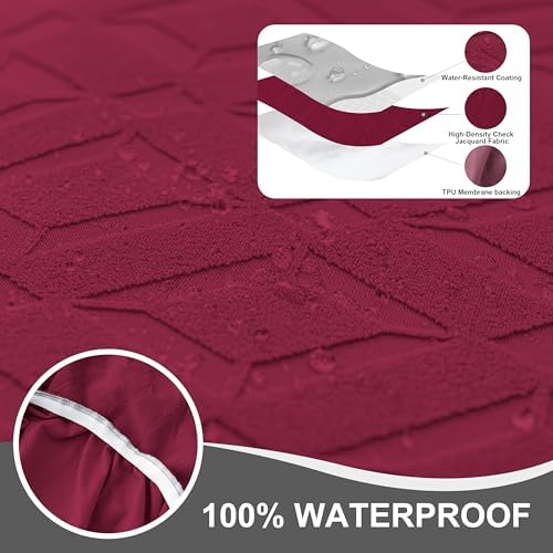 Genina Waterproof Recliner Chair Cover, XL-1 Seat Couch Cover, Wine Red - Image 3