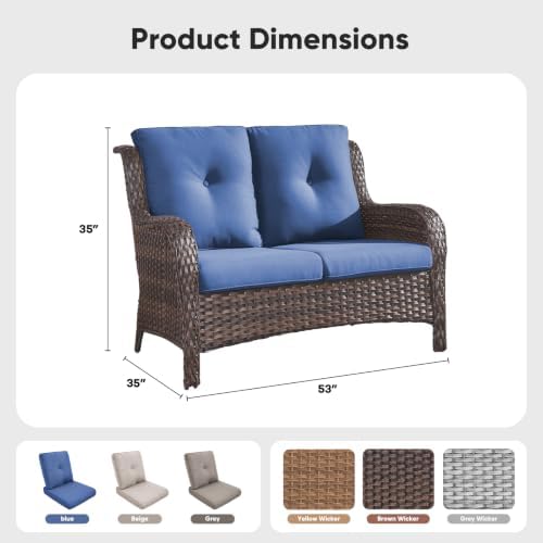 Belord Patio Sofa Luxury PE Wicker Loveseat - Image 2