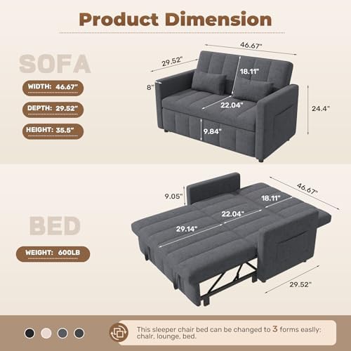 Nebuaegis Convertible Sofa Bed, Pull Out Couch - Image 2