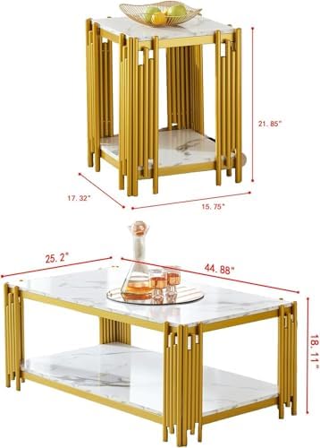 White Marble Coffee Table Set - Image 3