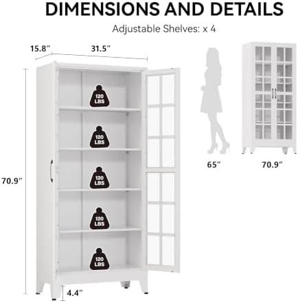 COFaR 71" White Glass Door Display Cabinet - Image 2