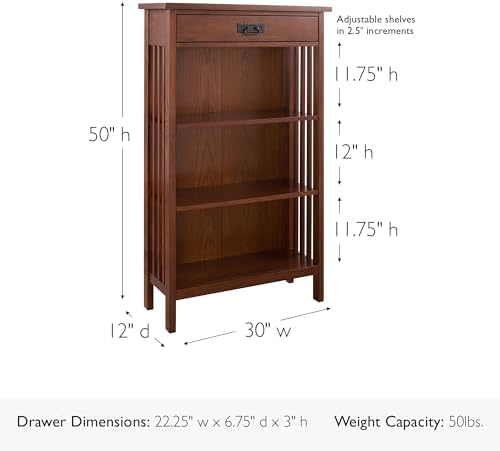 Leick Home 82262 Mission Mantel Height Bookcase - Image 3