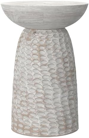 SIMPLIHOME Boyd 16" Wide Solid Wood Round End Table in White Wash - Image 7