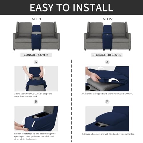 Easy-Going 2-Piece Recliner Console Cover Navy - Image 5