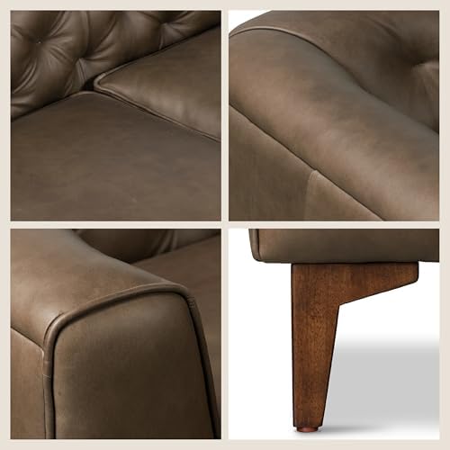 Poly & BARK Essex 89” Full-Grain Italian Leather Sofa – Tufted Back, - Image 6