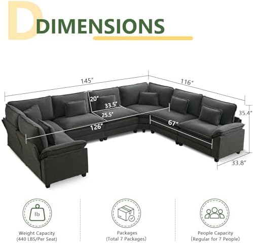 Oversized Modular Sectional Sofa Set, Convertible Deep Seat Cloud Couch - Image 2