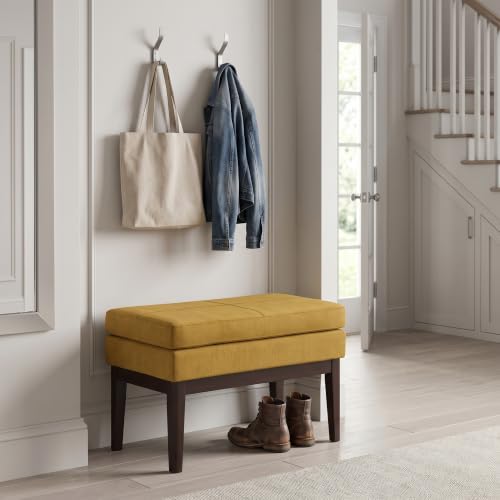 SIMPLIHOME Carlson 27" Wide Woven Fabric Rectangle Ottoman in Marigold - Image 2