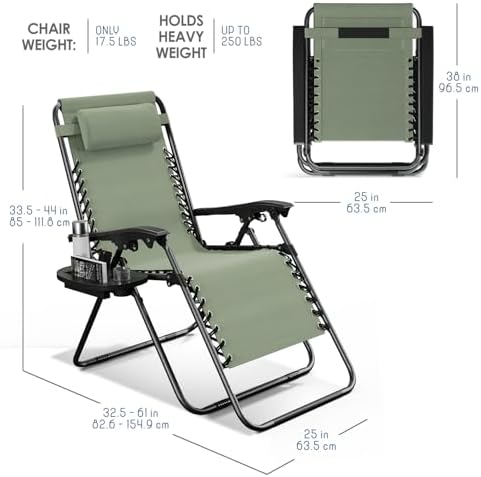 Nestl Zero Gravity Chairs Set of 4, Patio Lounge Chair Outdoor - Image 3