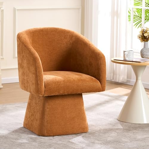 Swivel Modern Accent Chair, Luxury Fabric Upholstered Makeup Chair Comfy Barrel by HomePage