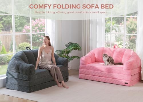 MAXYOYO Folding Sofa Bed with Backrest, Boneless Fold Out Couch with Handle - Image 4