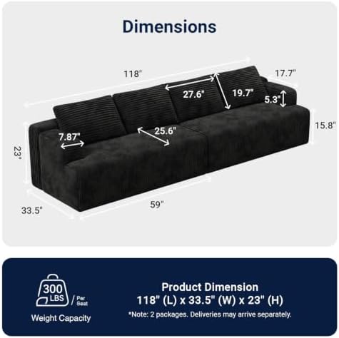 Avenco Modular Sectional Sofa, Boneless Couches - Image 2