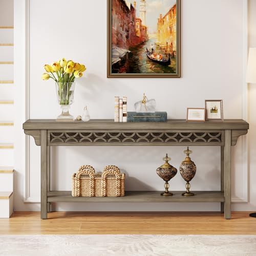 Tribesigns 70.8-Inch Solid Wood Long Console Table, Farmhouse Entryway Table - Image 5