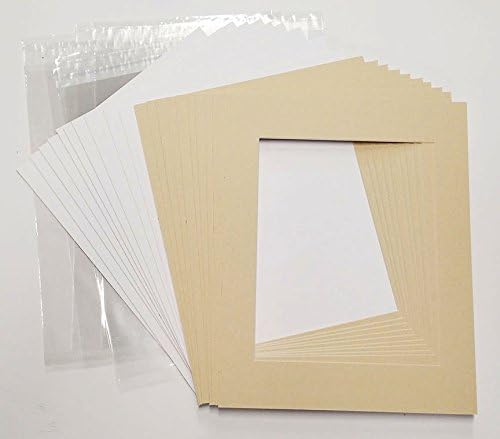 5x7 Mat for 8.5x11 Frame - Precut Mat Board Acid-Free Show Kit with Backing Board, and Clear Bags Marzipan Beige 5x7 Photo Matte For a 8.5x11 Picture Frame Matboard for Framing, Pack of 100 Mats