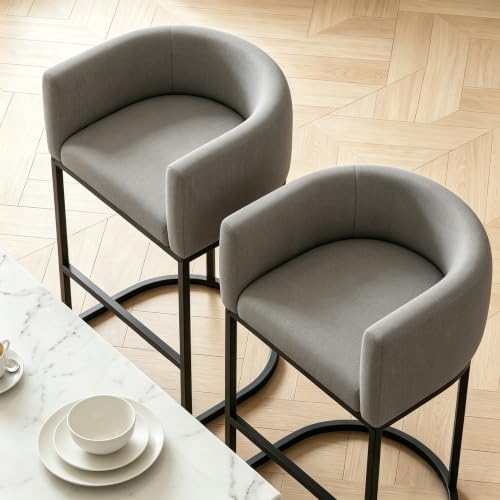 26" H Counter Height Bar Stools Set of 3, Modern Barrel Counter Stools - Image 4