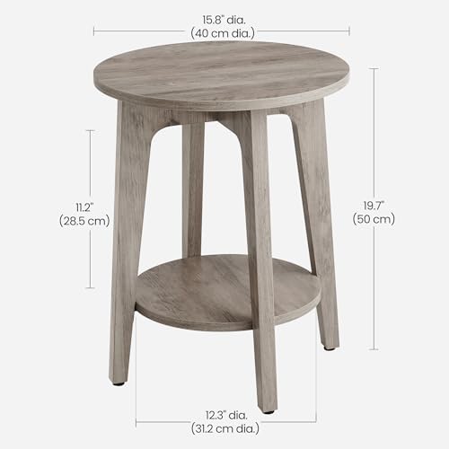 VASAGLE Round Side Table with Lower Shelf, End Table - Image 3
