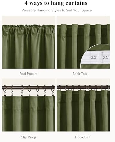 StangH Moss Green Velvet Curtains Back Tab - Image 2