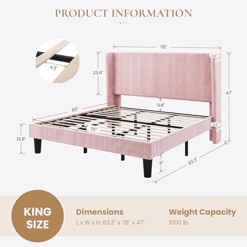 SHA CERLIN King Corduroy Platform Bed - Image 2