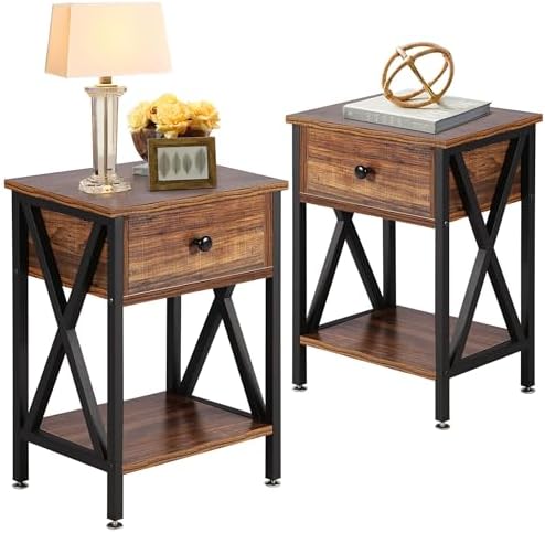 VECELO Bedside Table Set of 2 by VECELO
