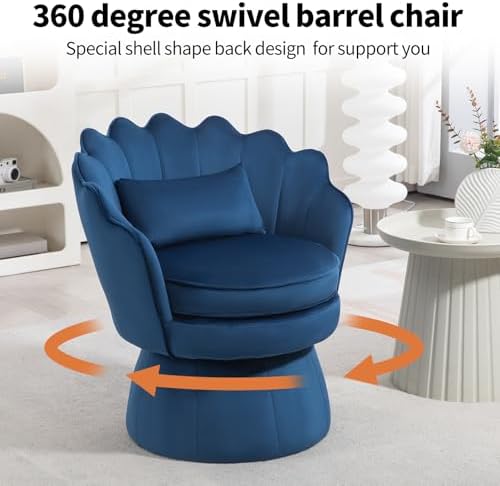 ZJhome 360° Swivel Accent Chair, Mid-Century Modern Velvet Barrel Chair - Image 6