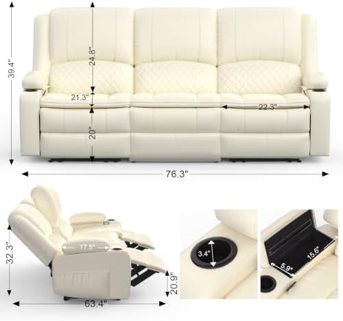 3 Seater Reclining Sofa with Multi-Functional Middle Seat - Image 2