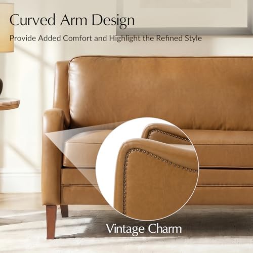 HULALA HOME Faux Leather Loveseat Sofa - Image 4