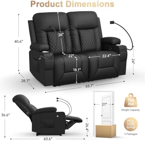 Loveseat Recliner Sofa, Home Theater Seating - Image 2