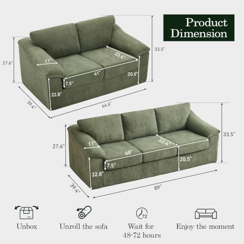 Oversized Boneless Couch Sets, Modern 3 Seater Sofa - Image 2