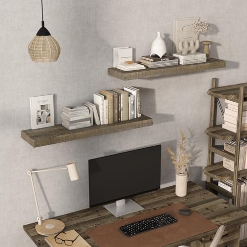 Acovy 36" Unfinished Solid Reclaimed Wood Floating Shelves, Rustic Heavy-Duty - Image 6
