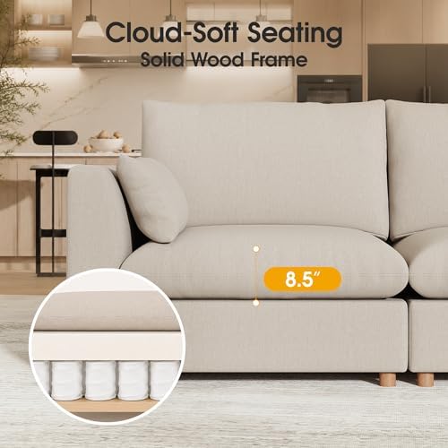 WorthFurni Oversized Modular Sectional Sofa, Comfty 4 Seat Modular Sofa - Image 3