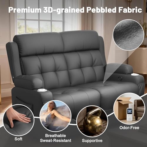 Reclining Loveseat Sofa, RV Loveseats Recliner Sofas Wall Hugger, Double - Image 5