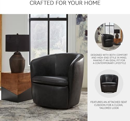 Signature Design by Ashley Leather Swivel Accent Chair - Image 5