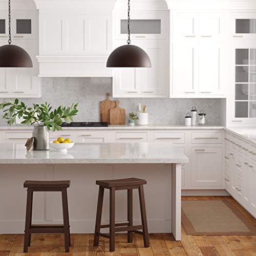 Amazon Basics Solid Wood Saddle-Seat Counter Height Bar Stools - Image 2