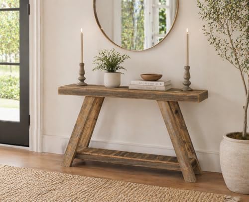 Aztec A-Frame Console; 46L x 10D x 28H Reclaimed Wood Table - Image 2