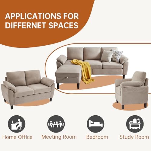 3 Pieces Sectional Sofa Set, 3-Seat L Shaped Couch - Image 6