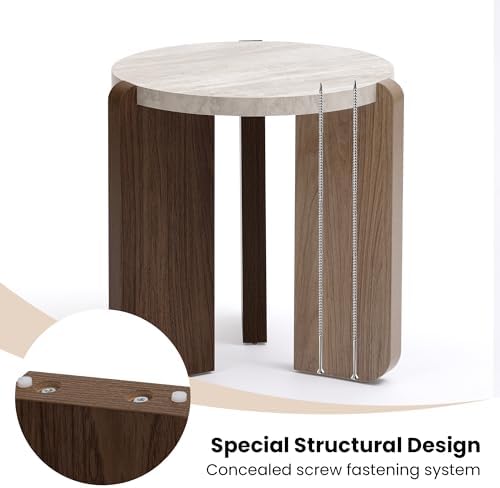 SUNBURY Coffee Table and End Table Sets, Round Marble Modern 3-Piece Living - Image 6