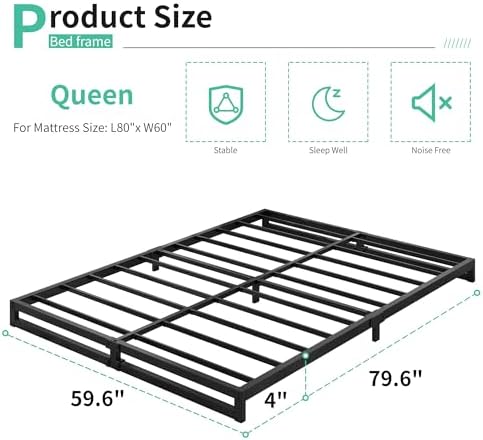 Lutown-Teen 4 Inch Bed Frame Queen Size - Image 2