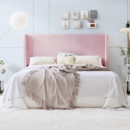 SHA CERLIN King Corduroy Platform Bed by SHACERLIN
